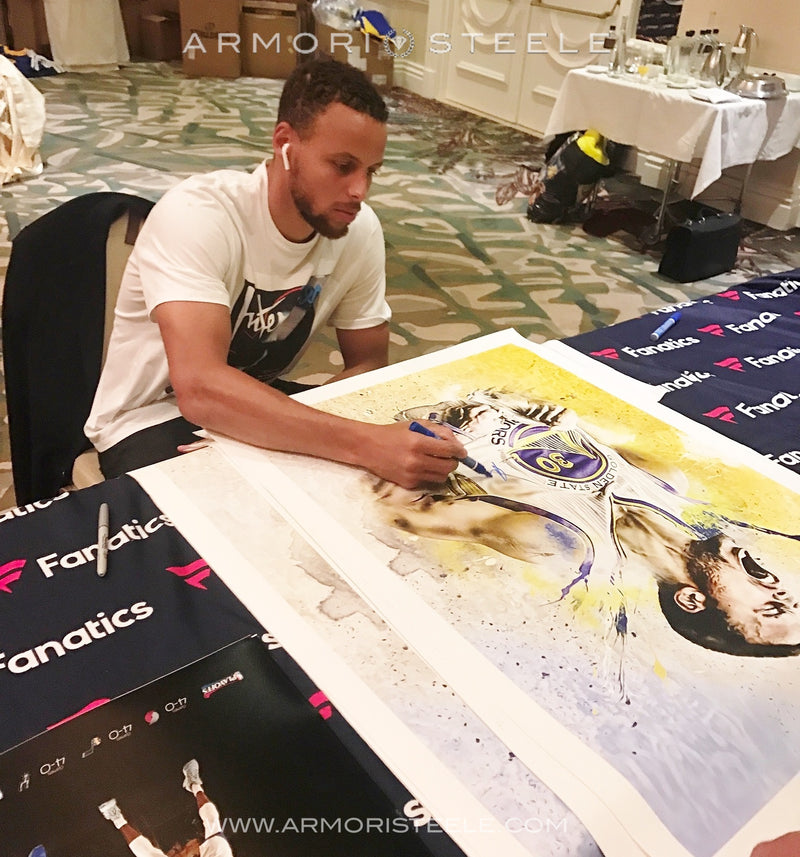 "EMBOLDEN" STEPHEN CURRY SIGNED SPORTS ART CANVAS BY ARTIST MATTHEW SHARPE - AS ORIGINAL - LIMITED EDITION 1 OF 1 SPECIAL X-LARGE (30 X 40")