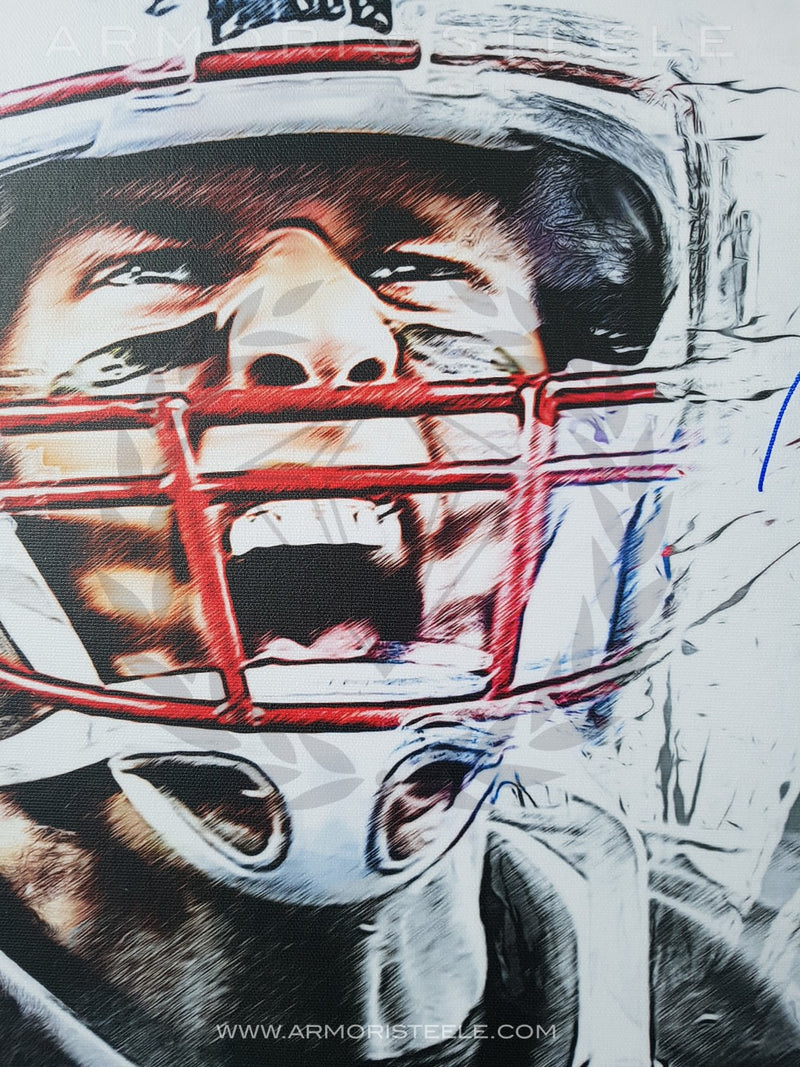 "THE PATRIOT" TOM BRADY SIGNED AUTOGRAPHED  SPECIAL SPORTS ART CANVAS BY MATTHEW SHARPE - EXTRA LARGE (30 X 40") AS LIMITED EDITION 1 OF 1 - SOLD OUT