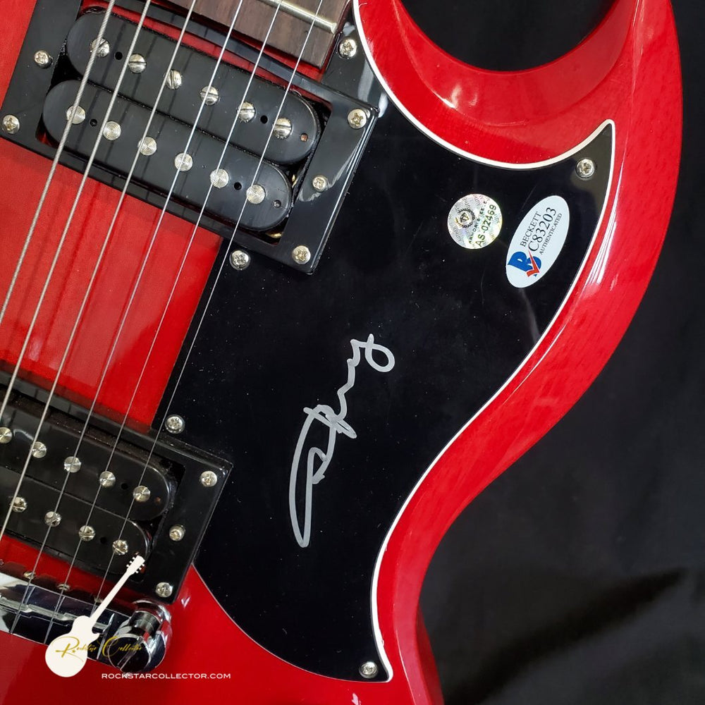 Angus Young AC DC Signed Guitar Frame Premium Autographed Red SG Epiph ARMORI STEELE Sports Entertainment Memorabilia