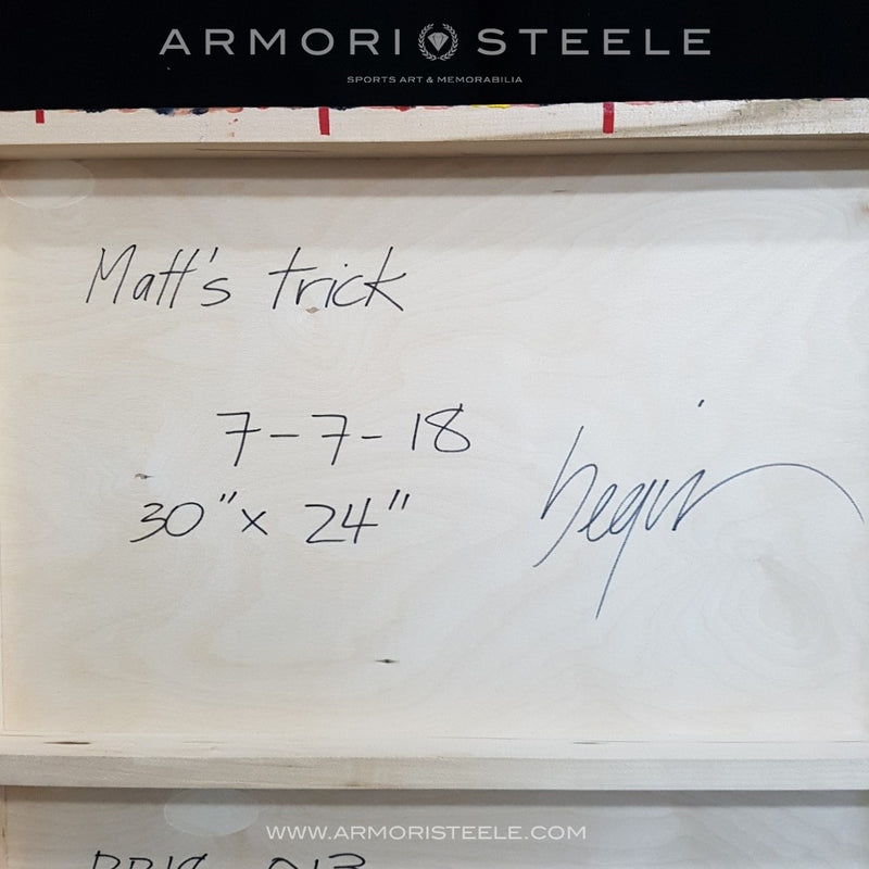 "MATT'S TRICK" AUSTON MATTHEWS SPORTS ART PIECE MADE WITH HOCKEY TAPE BY ARTIST RENE BEGIN (1 OF 1) (30"X 24")