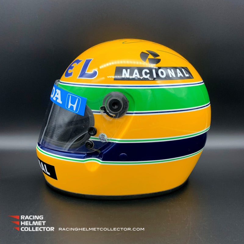 Ayrton Senna Signed Directly On Helmet Camel 1987 Lotus Autographed Display Tribute Full Scale 1:1 AS-02245