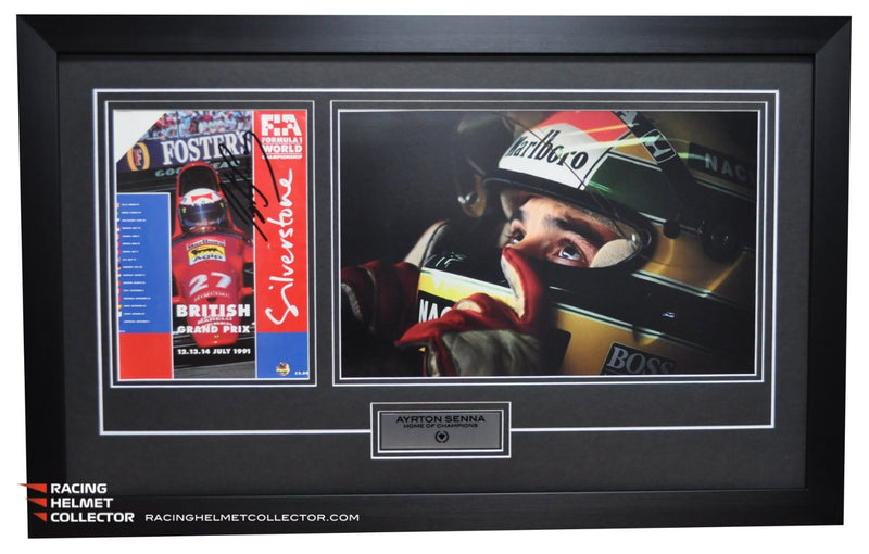 Ayrton Senna Signed Magazine Program British Grand Prix 12-14 July 1991 Fully Wood Framed AS-01006