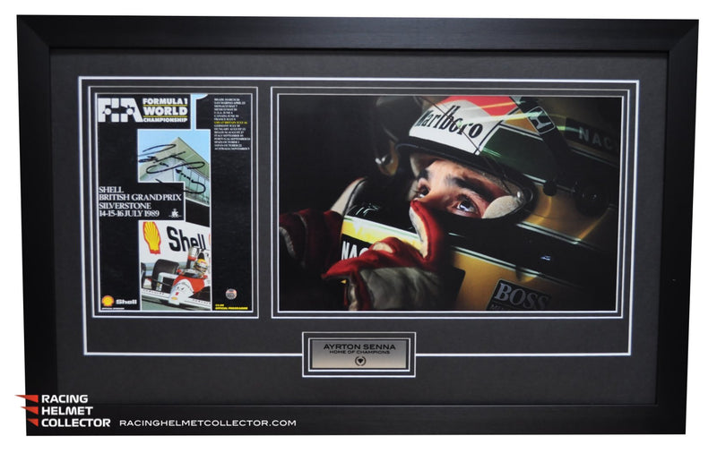 Ayrton Senna Signed Magazine Program British Grand Prix 14-16 July 1989 Fully Wood Framed AS-01009