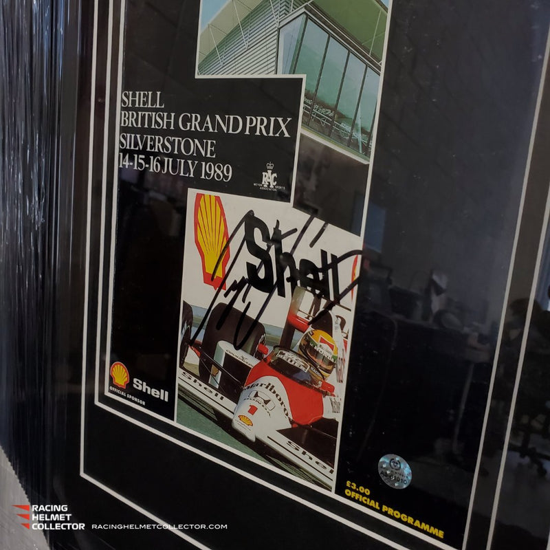 Ayrton Senna Signed Magazine Program British Grand Prix 14-16 July 1989 Fully Wood Framed AS-01010