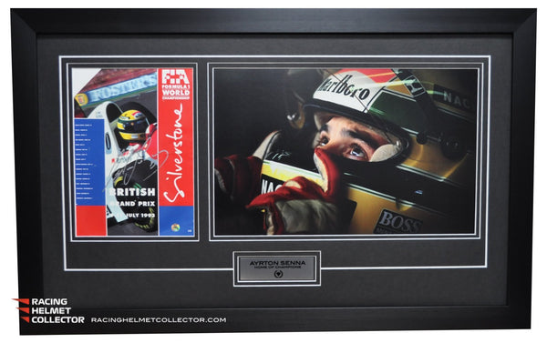 Ayrton Senna Signed Magazine Program British Grand Prix 9-11 July 1993 Fully Wood Framed AS-01008