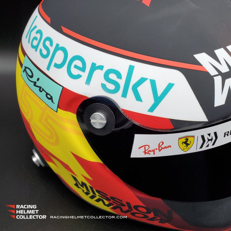 Carlos Sainz Jr Signed Helmet Visor 2021 Mission Winnow Display Tribute Matte Finish Autographed Full Scale 1:1 AS-01076