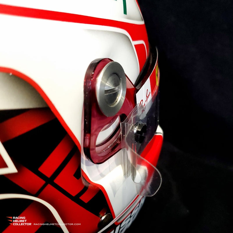 Charles Leclerc Helmet Race Worn Used Visor Mounted on Promo Helmet 2020 Red Hue Mission Winnow Display Tribute Full Scale 1:1 AS-01085