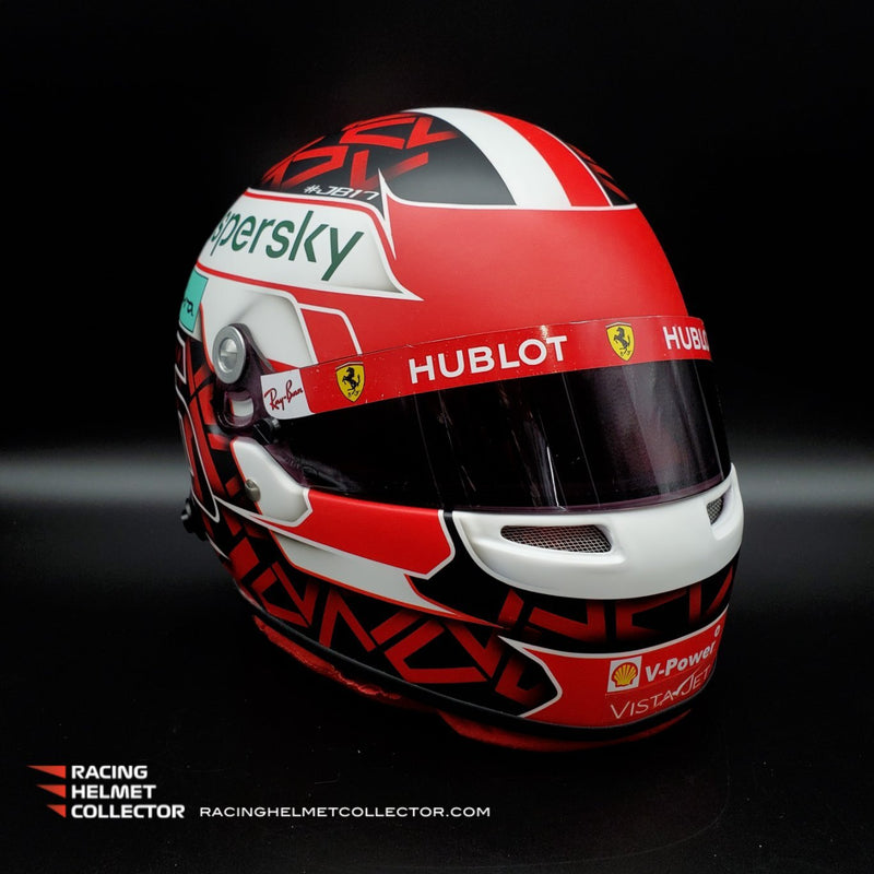Charles Leclerc Helmet Race Worn Used Visor Mounted on Promo Helmet 2020 Dark Red Hublot Display Tribute Full Scale 1:1 AS-02152