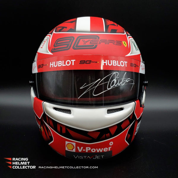Charles Leclerc Signed Race Issued Visor 2019 90th Year Mounted On Promo Display Tribute Autographed Full Scale 1:1 AS-00945