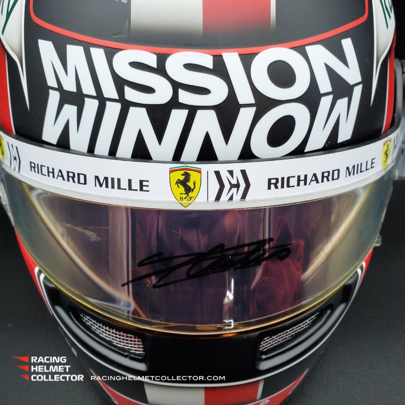 Charles Leclerc Signed Helmet - Race Worn Used Visor Mounted on Promo Helmet 2021 Bahrain Pre-Season Testing Autographed Display Tribute Full Scale 1:1 AS-02217