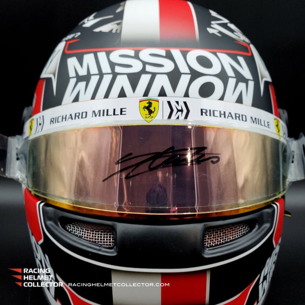 Charles Leclerc Signed Helmet - Race Worn Used Visor Mounted on Promo Helmet 2021 Bahrain Pre-Season Testing Autographed Display Tribute Full Scale 1:1 AS-02217