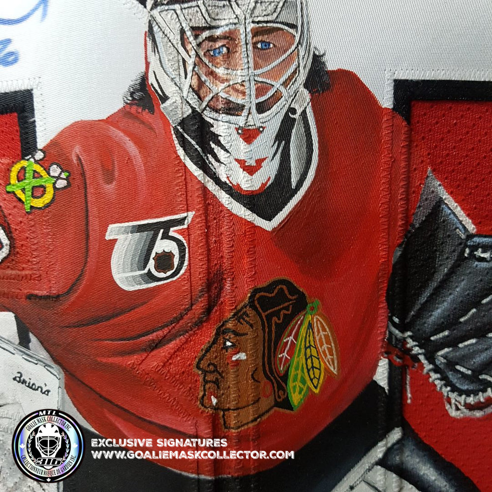 ED BELFOUR SIGNED JERSEY ART EDITION HAND-PAINTED CHICAGO