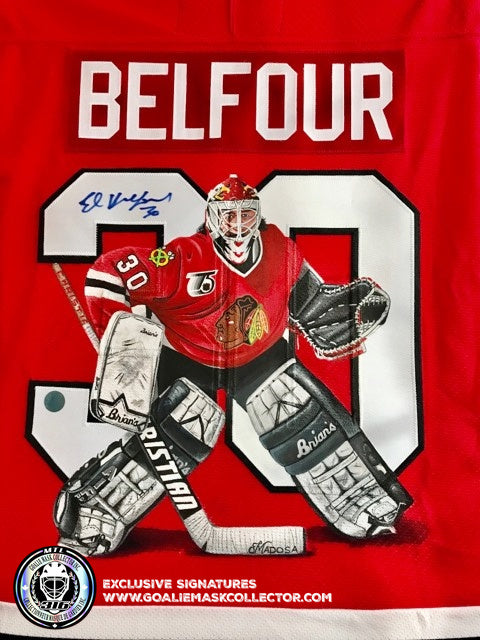 Ed Belfour Chicago Blackhawks Autographed 8x10 Rookie Photo JSA COA HH -  All Sports Custom Framing