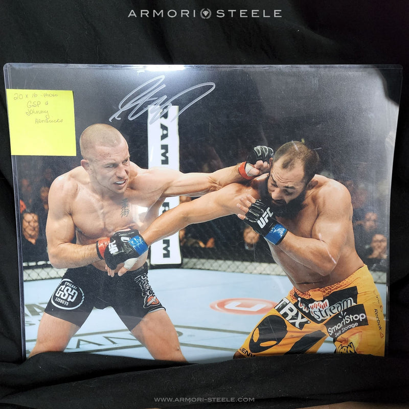 Georges St-Pierre GSP vs. Johny Hendricks Signed by GSP Photograph 20x16 AS-02400 - SOLD