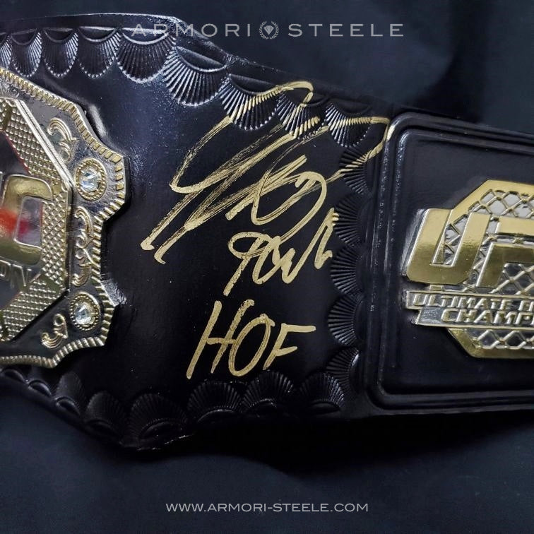 Georges St-Pierre GSP Signed Belt "HOF" Inscription Replica UFC Championship Autographed (SUBPAR AUTOGRAPH)