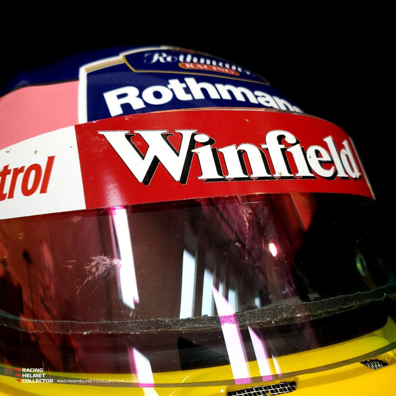 Jacques Villeneuve Signed Helmet 1997-1998 Display Tribute Track Worn Visor (pink hue) Mounted on Promo Helmet Autographed Full Scale 1:1 AS-00516