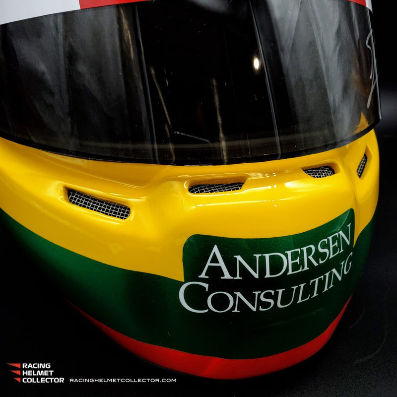 Jacques Villeneuve Signed Helmet 1997-1998 Display Tribute Track Worn Visor (dark) Mounted on Promo Helmet Autographed Full Scale 1:1 AS-00514