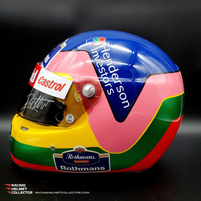 Jacques Villeneuve Signed Helmet 1997-1998 Display Tribute Track Worn Visor (dark) Mounted on Promo Helmet Autographed Full Scale 1:1 AS-00514