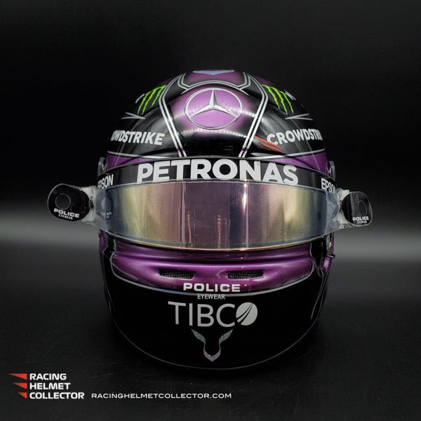 Lewis Hamilton Helmet Race Worn Used Visor Mounted On Promo Helmet Black & Purple Display Tribute Full Scale 1:1 AS-02198