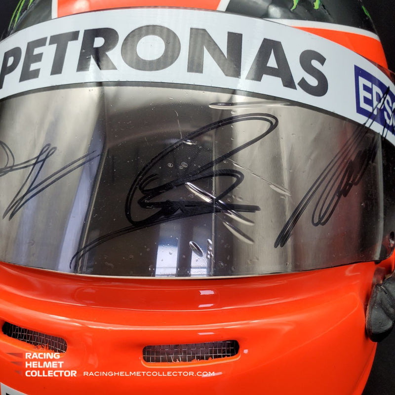 Lewis Hamilton + Niki Lauda + Nico Rosberg 2019 Signed Helmet Visor Tribute 1:1 Full Scale AS-01612