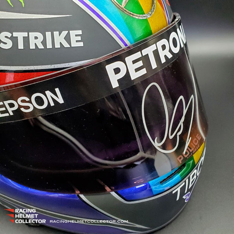 Lewis Hamilton Signed Helmet Visor 2021 Rainbow Abu Dhabi GP Autographed Promo Full Scale 1:1 AS-02284