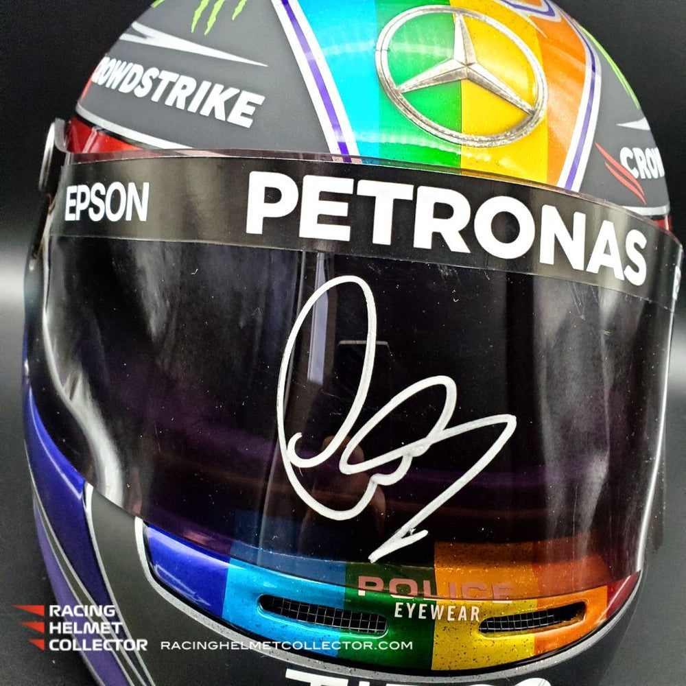 Lewis Hamilton Signed Helmet Visor 2021 Rainbow Abu Dhabi GP