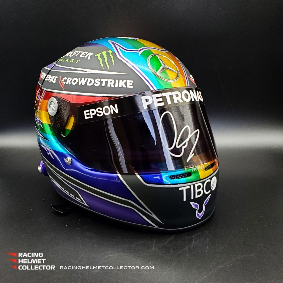 ルイス Lewis Hamilton Signed Helmet Visor 2021 Rainbow Abu Dhabi GP