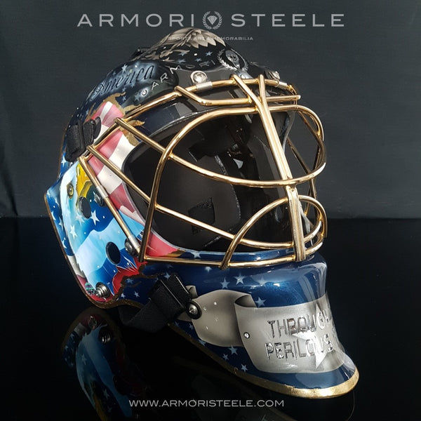 "AMERICAN GLORY" GOALIE MASK SIGNED BY HENRIK LUNDQVIST & MIKE RICHTER | PRESTIGE COLLECTION