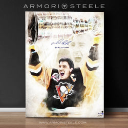 "LE MAGNIFIQUE" MARIO LEMIEUX SIGNED SPORTS ART CANVAS BY ARTIST SHAUN KELLY - LIMITED EDITION OF 6 GALLERY PRINTS (24 X 32)
