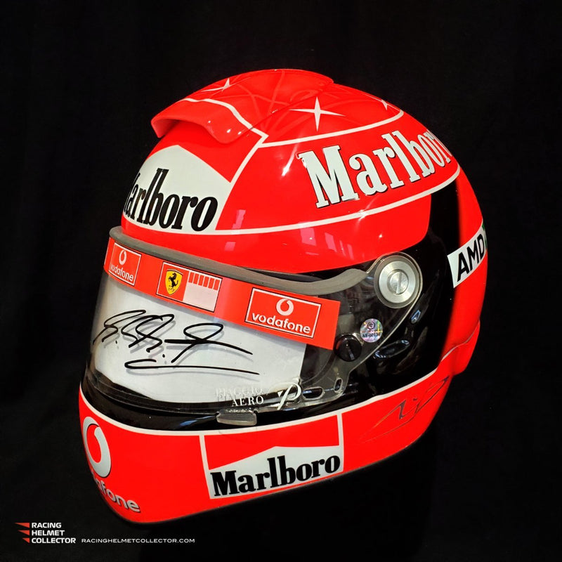 Michael Schumacher Signed Helmet Race Issued Visor Mounted on Promo Helmet 2004 Schubert Display Tribute Autographed Full Scale 1:1 AS-00938