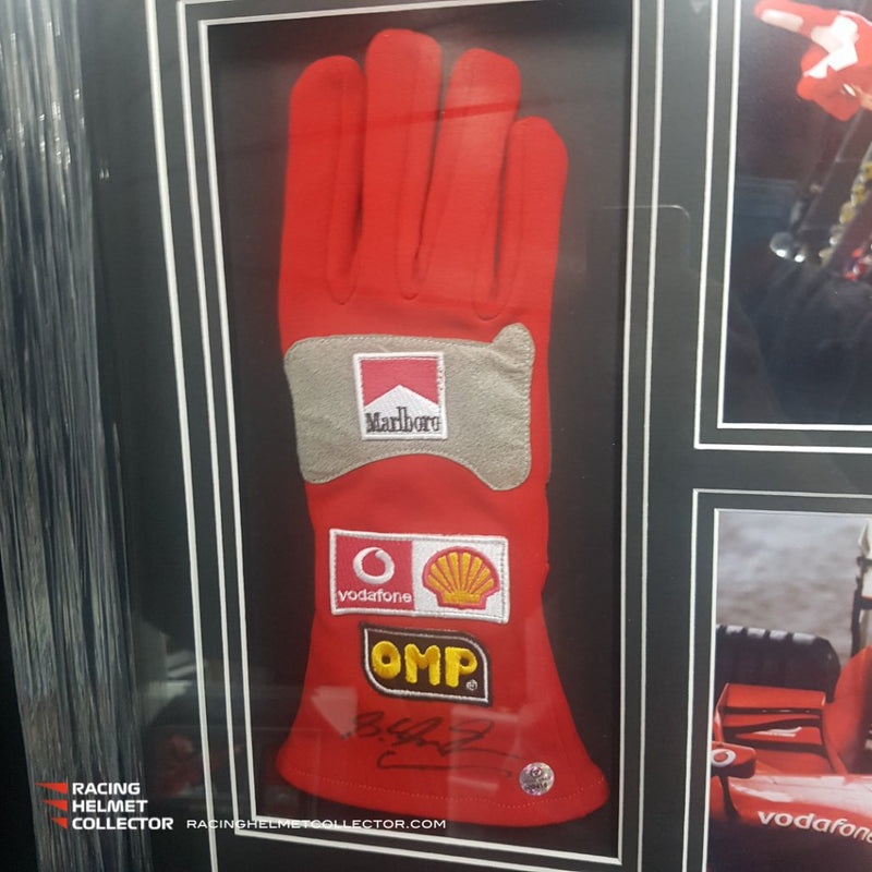 Michael Schumacher Signed Replica Glove (dark) Fully Wood Framed AS-00416