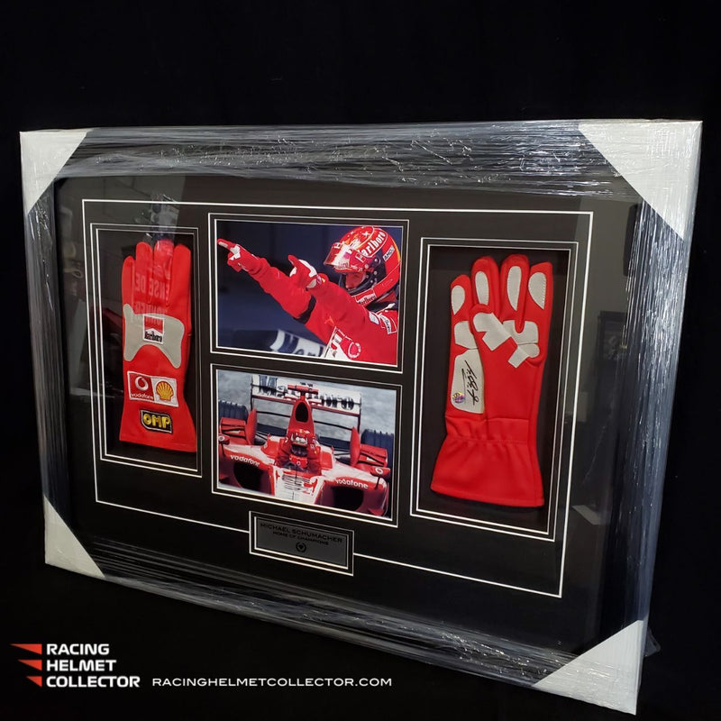 Michael Schumacher Signed Replica Glove Fully Wood Framed AS-01068