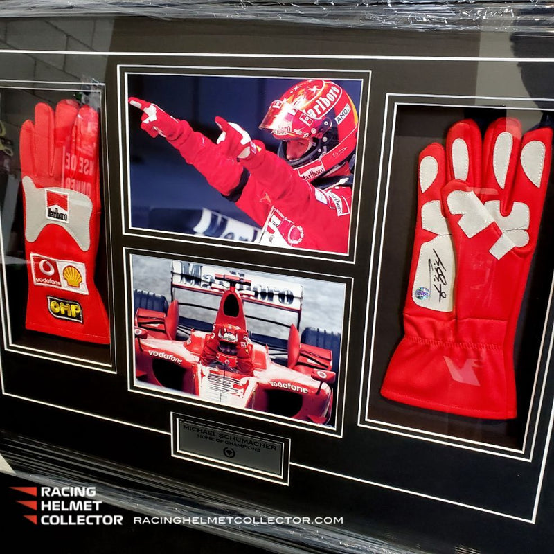 Michael Schumacher Signed Replica Glove Fully Wood Framed AS-01068