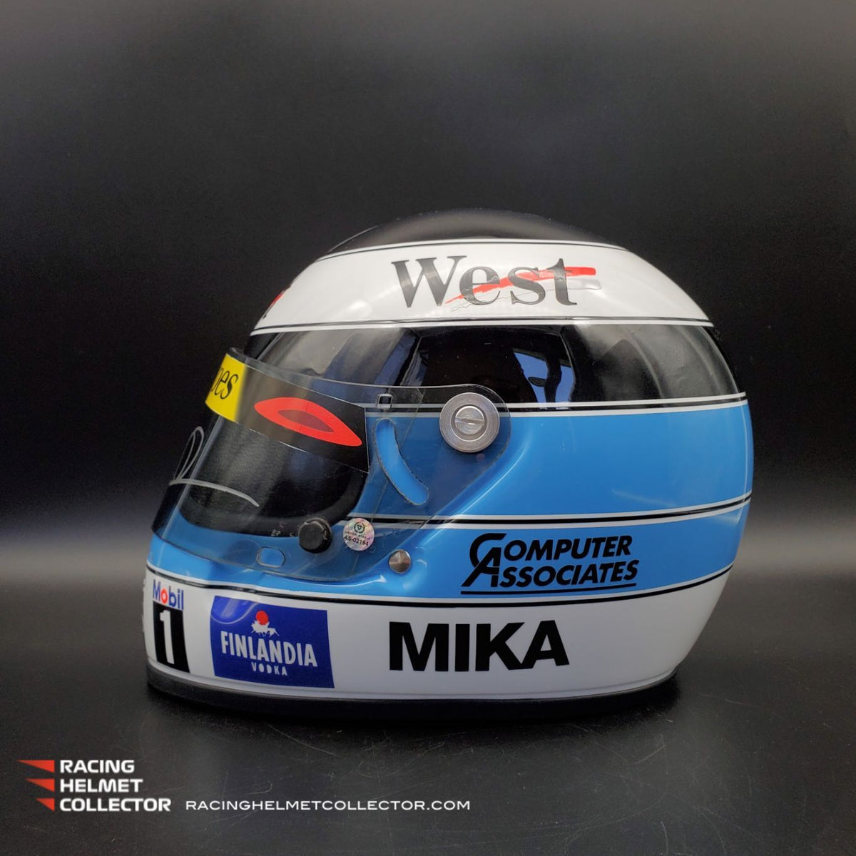 Mika Hakkinen Signed Helmet Visor 1999 Display Tribute