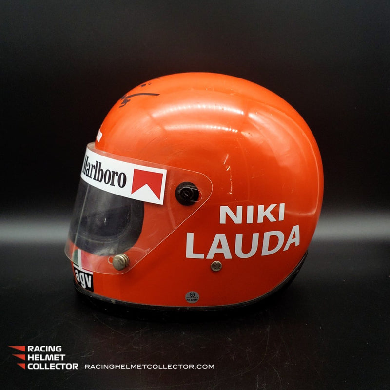 Niki Lauda Signed Helmet 1975 Autographed Display Signed Directly On Top Helmet Full Scale 1:1 AS-02389-SOLD