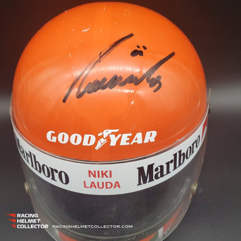 Niki Lauda Signed Helmet 1975 Autographed Display Signed Directly On Top Helmet Full Scale 1:1 AS-02389-SOLD