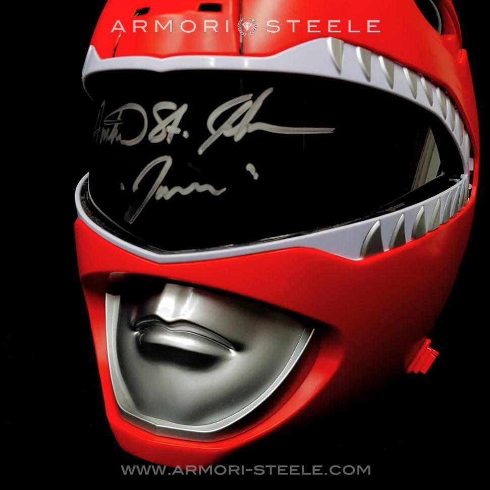 Red Power Rangers Signed Helmet Jason Lee Scott Austin St. John Autogr ...