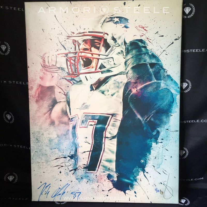 "DOMINANT" ROB "GRONK" GRONKOWSKI SIGNED SPORTS ART CANVAS BY ARTIST MATTHEW SHARPE - LIMITED EDITION OF 10 GALLERY PRINTS (24 X 32) - SOLD OUT