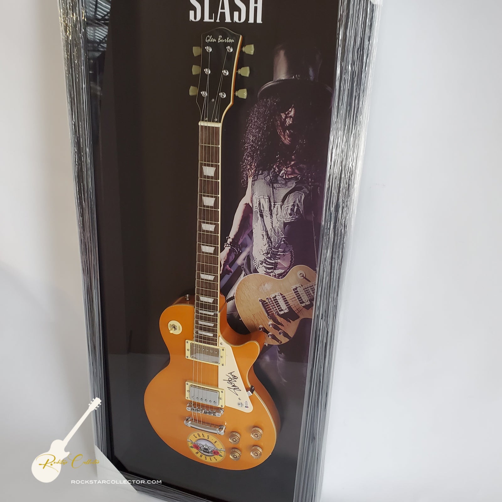 Slash Guns N' Roses Signed Guitar Frame Premium Autographed Gold