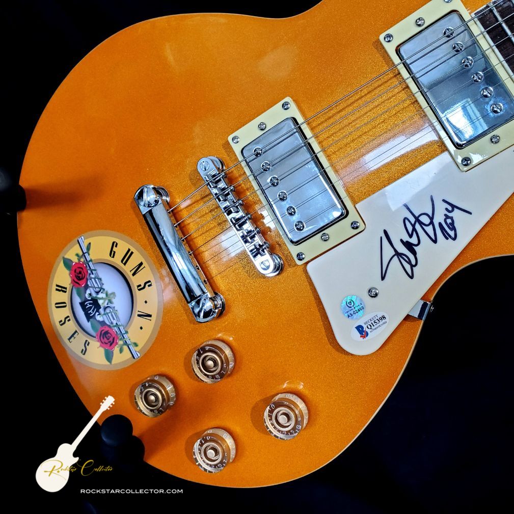 Slash Guns N' Roses Signed Guitar Frame Premium Autographed Gold Gibso ...