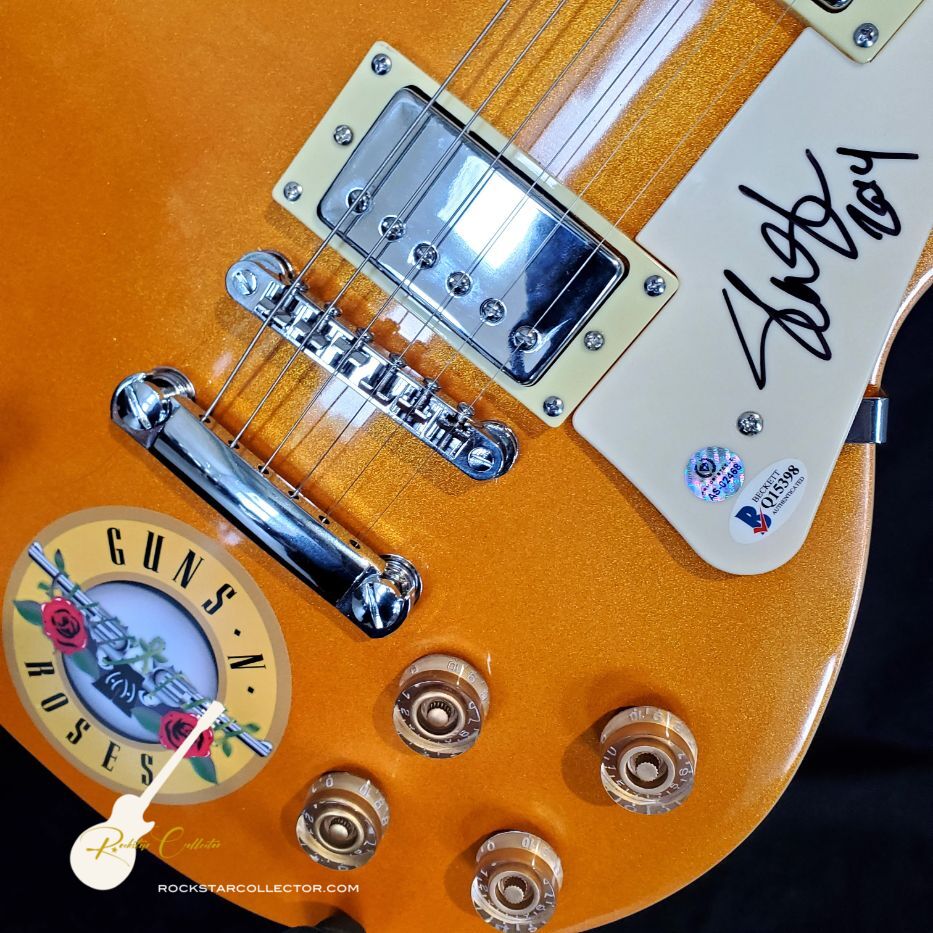 Slash Guns N' Roses Signed Guitar Frame Premium Autographed Gold Gibso ...