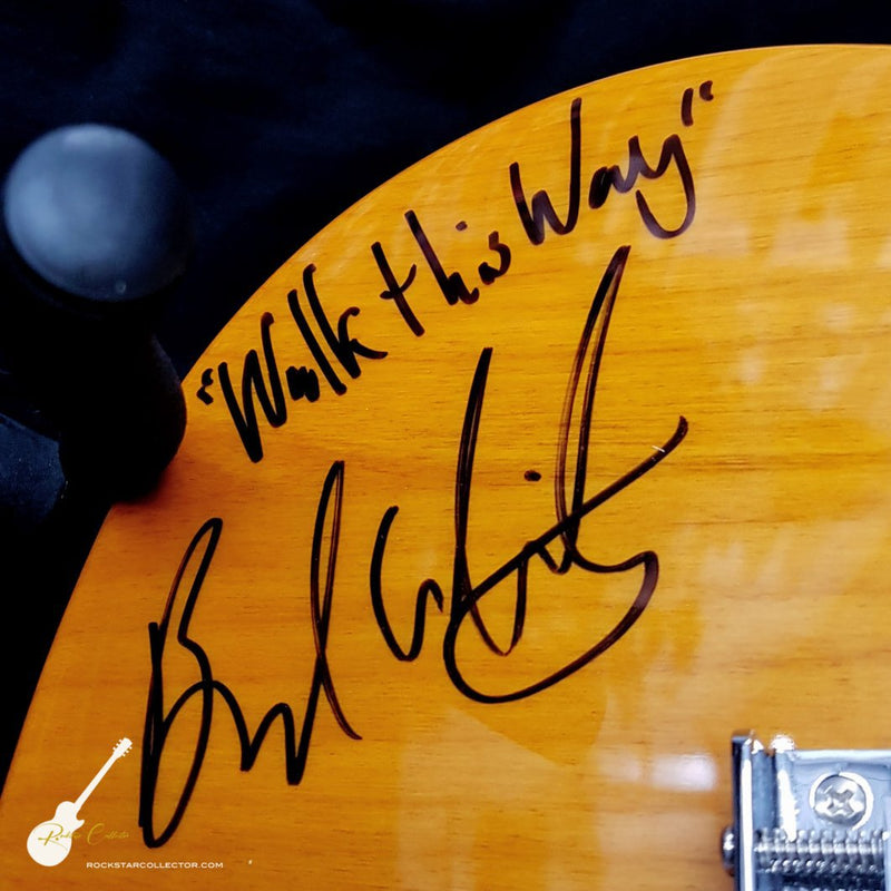 Steven Tyler Aerosmith Signed Guitar Premium Frame Autographed + Brad Whitford Fender Telecaster White & Wood AS-00767 - SOLD